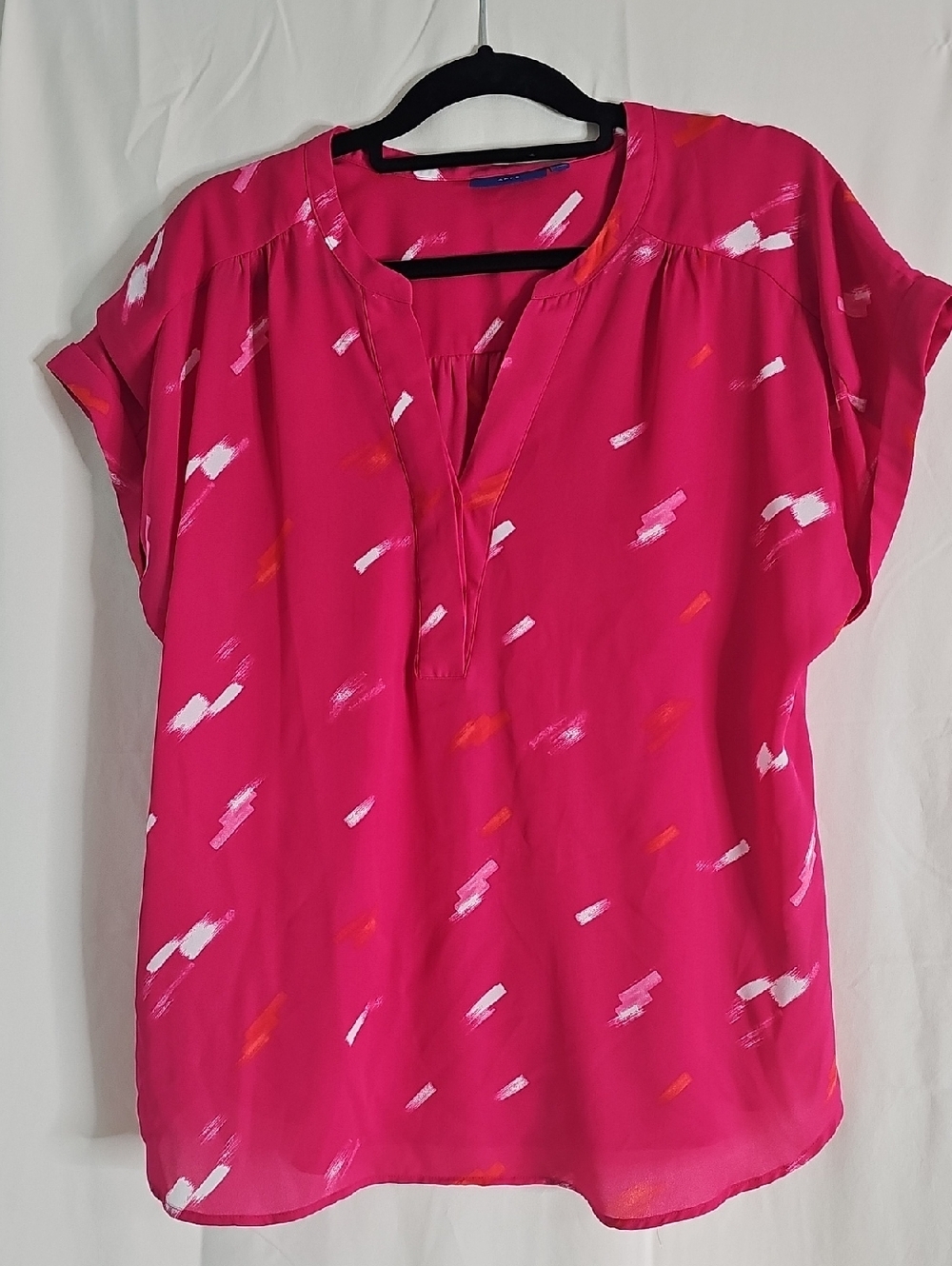 Apt. 9 Fuchsia Brushstroke Short-Sleeve V-Neck Blouse